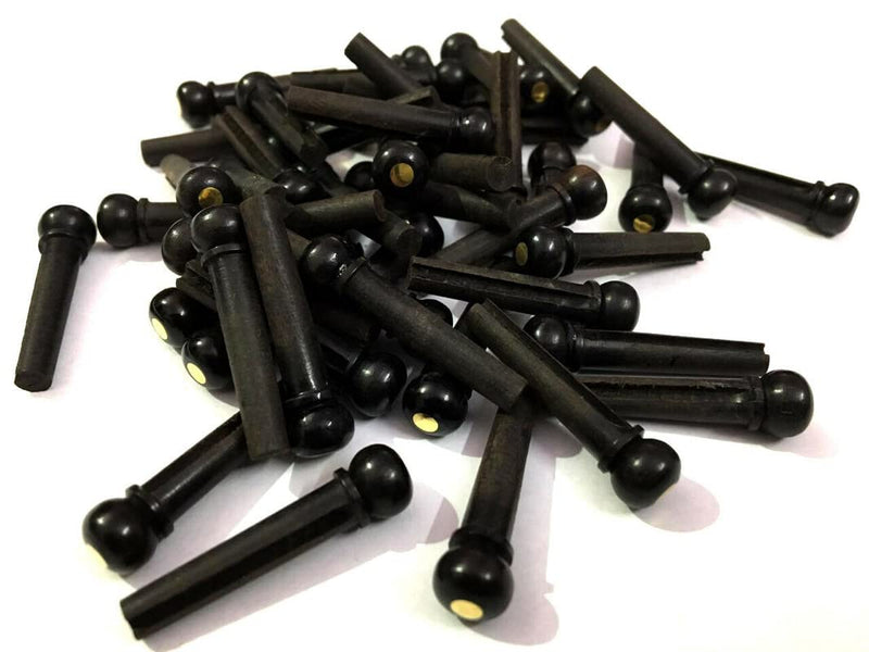 Ebony Guitar Bridge Pins with Brass Dot High Quality 6 pcs (1 Set)