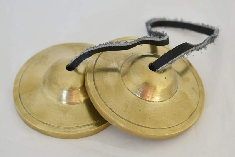 Tingsha/Tibetan Meditation Bell/Finger Cymbals with free Silk Case by Nepalese Handicraft Zone (Plain Golden) Plain Golden