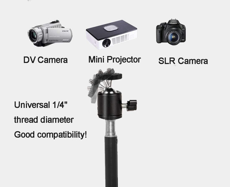 Projector Desk Mount Stand, Height Adjustable 19-27inch,Tabletop C Clamp Mount Stand,Adjustable Tripod Mount Floor Stand, with 360°Swivel Ball Head for Mini Smartphone,Projector,Camera, Webcam Black