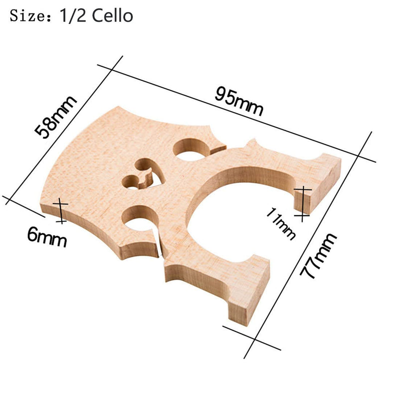 Fitted 1/2 Size Cello Maple Bridge Finer Grade Solid Maple Wood Cello Bridge Replacement Cello Parts & Accessory