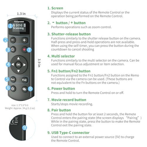 for Nikon Rechargeable Shutter Release,Wireless Camera Remote Control Rechargeable for Nikon