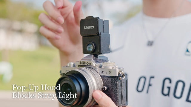 ULANZI VF01 28mm Optical Waist-Level Viewfinder w Switchable 35/50 Framelines, 3-Group High-Clarity Lens, Magnetic Flip Hood, Universal Cold Shoe Mount, Retro Aluminum & Leather Design(Silver) SILVER