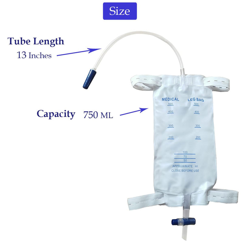 Pack of 10 External Condom Catheter + 2000 ml Urine Bag + 500 ml Leg Bag Urine Drainage Bag (35 mm/1.38 Inch) 500+2000ML-35MM