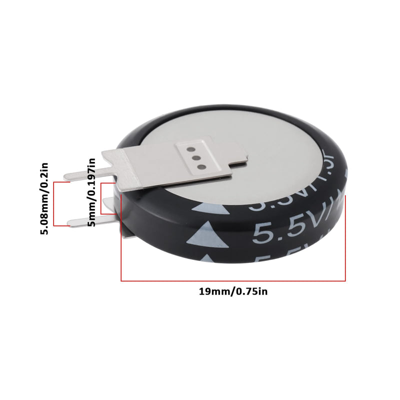 Briny River Pack of 5 1.5 F 5.5 V Type V Super Capacitor, 19 x 5 mm, Suitable for Small Electrical Devices