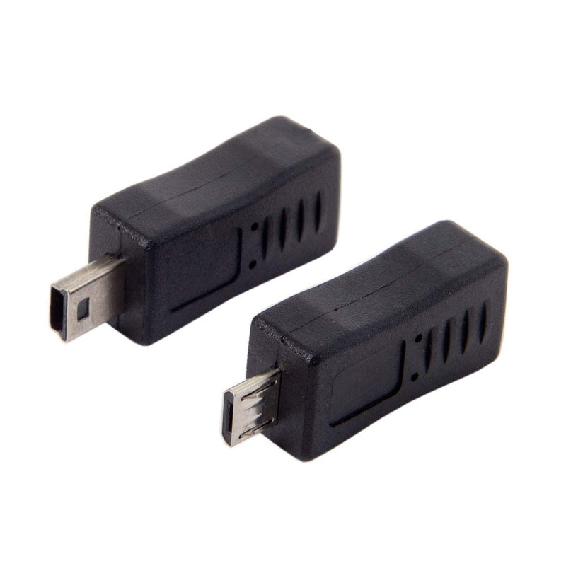 CY 2pcs Mini USB Male to Micro USB 5pin Female & Mini Female to Micro Male Extension Adapter Black