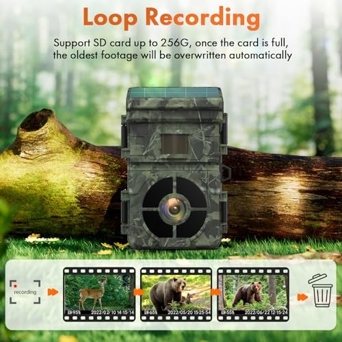 [AUSTRALIA] - VOOPEAK Solar Trail Camera, 48MP 4K 2500mAh Built-in Lithium Battery Rechargeable Solar Game Wildlife Hunting & Trail Cameras 0.1s Trigger Time with 120° Detection Angle Night Vision Motion Activated 