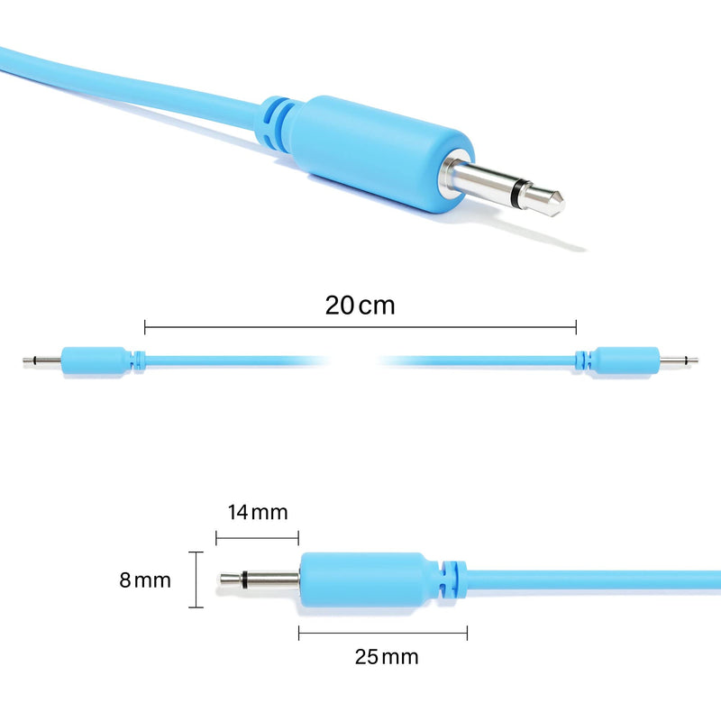 Mono Modular Patch Cables TS 3.5mm 1/8 inch Eurorack Synthesizer [6A-Pack | 20 cm - 7.87"] 20 cm - 7.87" 6A-Pack
