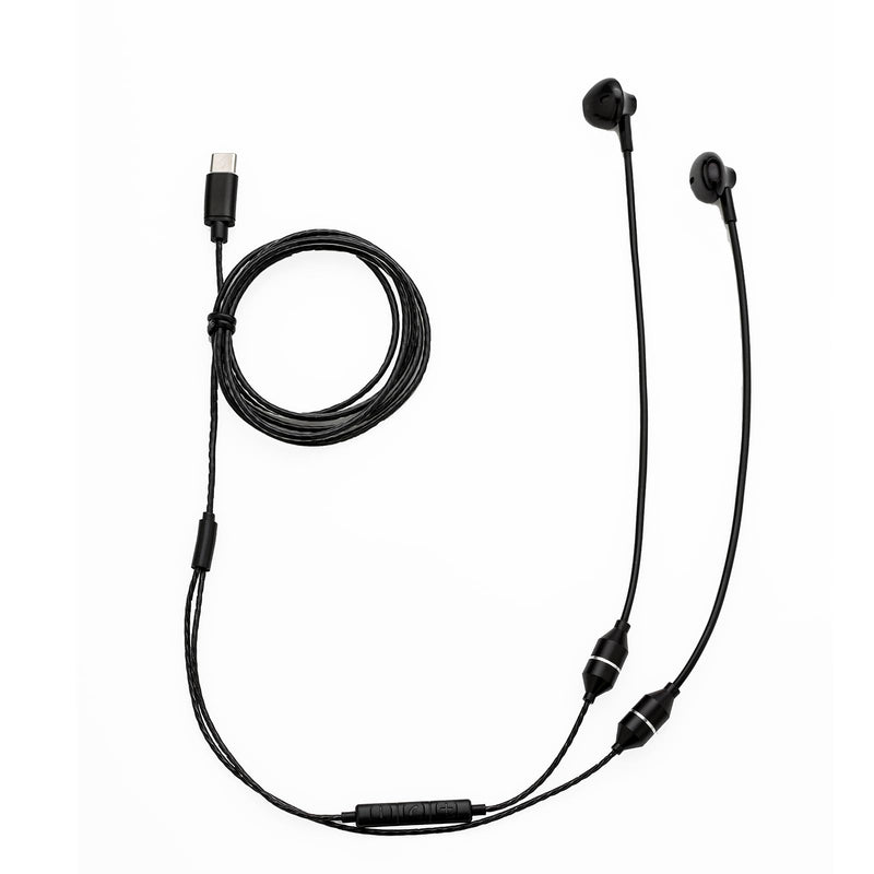 Wired Air Tube Anti-Radiation Headphones with Microphone, USB-C Plug, Radiation-Free Safe Earbuds for iPhone 15/16/17 Series, Android Phones& All USB-C Devices. (Black) Black