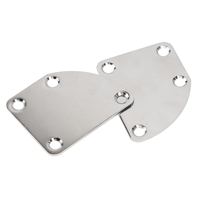 2Pcs Yootones Electric Guitar Neck Plate Curved Semi-Round Neck Joint Back Mounting Plate 4 Holes with Screws Compatible with Guitar Bass Parts Replacement (Silver)