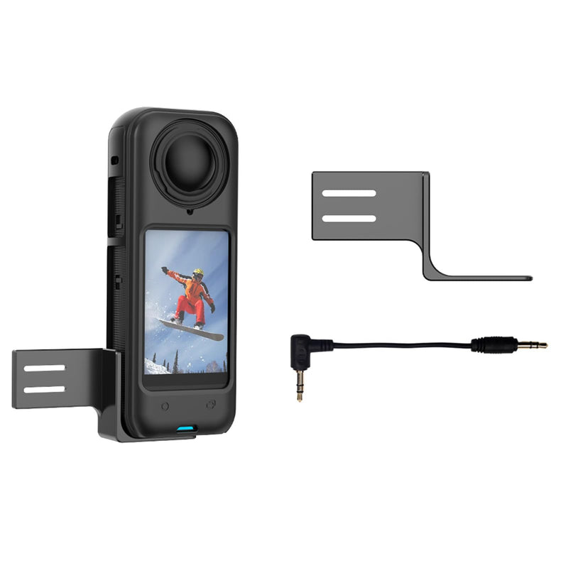 Invisible Mic Cold Shoe Compatible with Insta360 X4 Mic Adapter Mount Bracket External Microphone Holder with Audio Cable Compatible for Insta360 X4 Accessories