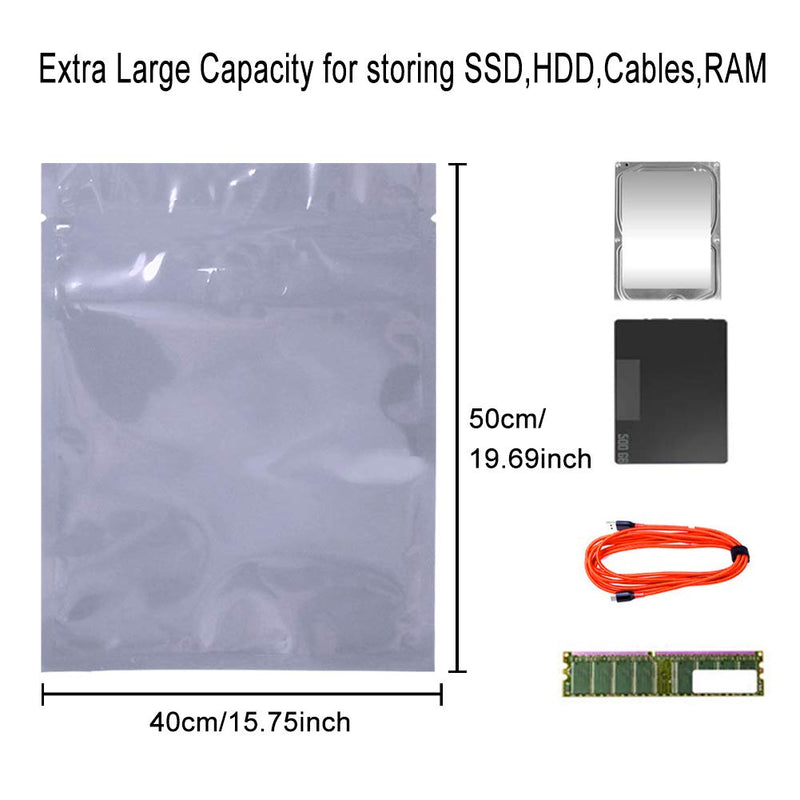 10Pcs Open Top Anti Static Bags 15.75x19.69in Extra Large ESD Shielding Bag 40x50cm with Static-Free Stickers for Computer Electronics 10pcs-15.75x19.69in Open-top