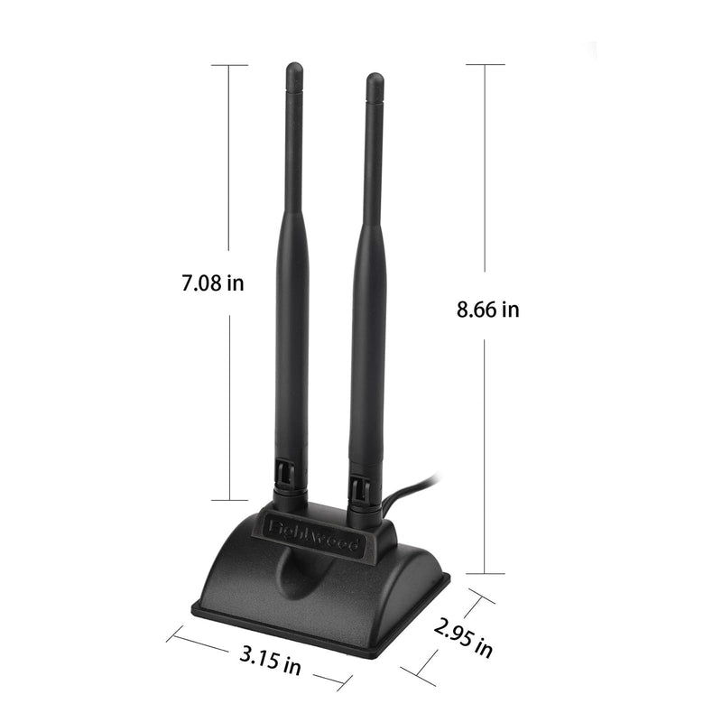 Eightwood 2.4GHz 5GHz Dual Band WiFi Antenna Kit for M.2 NGFF WiFi Card | Magnetic Base RP-SMA Male Antenna with 9.8in RP-SMA Female to M.2 WiFi Card Coax Cable