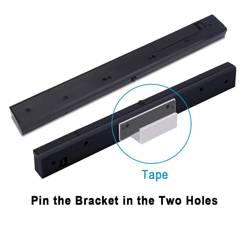 Replacement Wii Wireless Sensor Bar, Infrared IR Ray Motion Sensor Signal Receiver for Nintendo Wii and Wii U Console with Stable Stand and 4 AAA Batteries(Black) Black