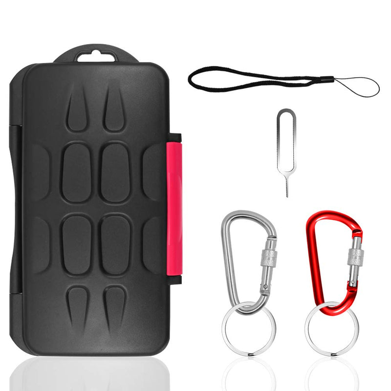 Set of 2, Memory Card Case with Carabiner and Card Removal Tool, findTop Water-Resistant Shockproof Carrying Case Protector Box 24 Slots for 12 Piece SDHC/SDXC Cards and 12 Micro SD Cards
