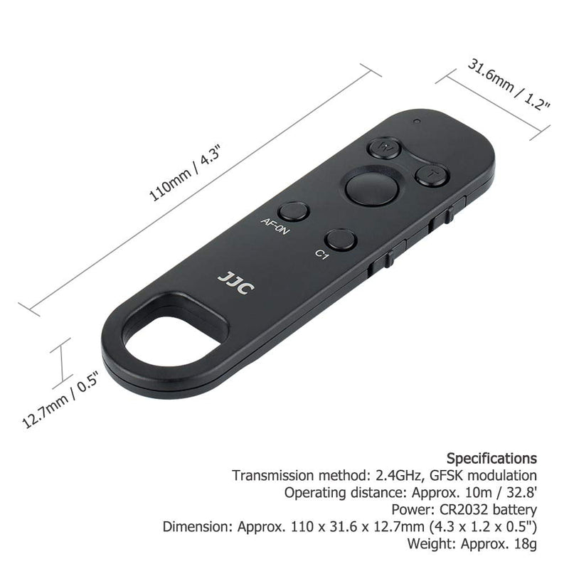 JJC Wireless Bluetooth Remote Control Replaces Sony RMT-P1BT for Sony A7R5 A7M4 ZV-E1 ZV-1F ZV-1 II ZV1 ZV-E10 FX30 A1 A7C II A7CII A6700 A6600 A6400 A6100 A7R IV III A7 IV III A9 II RX100 VII RX0 II For Select Sony Cameras