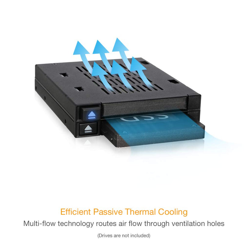 ICY DOCK Dual 2 Bay 2.5” SSD & HDD Dock Tool-Less Hot-Swap SATA / SAS Mobile Rack Enclosure for 3.5” Bay - flexiDOCK MB522SP-B