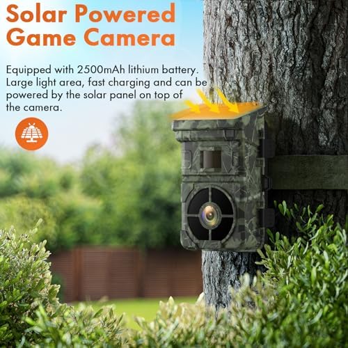 [AUSTRALIA] - VOOPEAK Solar Trail Camera, 48MP 4K 2500mAh Built-in Lithium Battery Rechargeable Solar Game Wildlife Hunting & Trail Cameras 0.1s Trigger Time with 120° Detection Angle Night Vision Motion Activated 