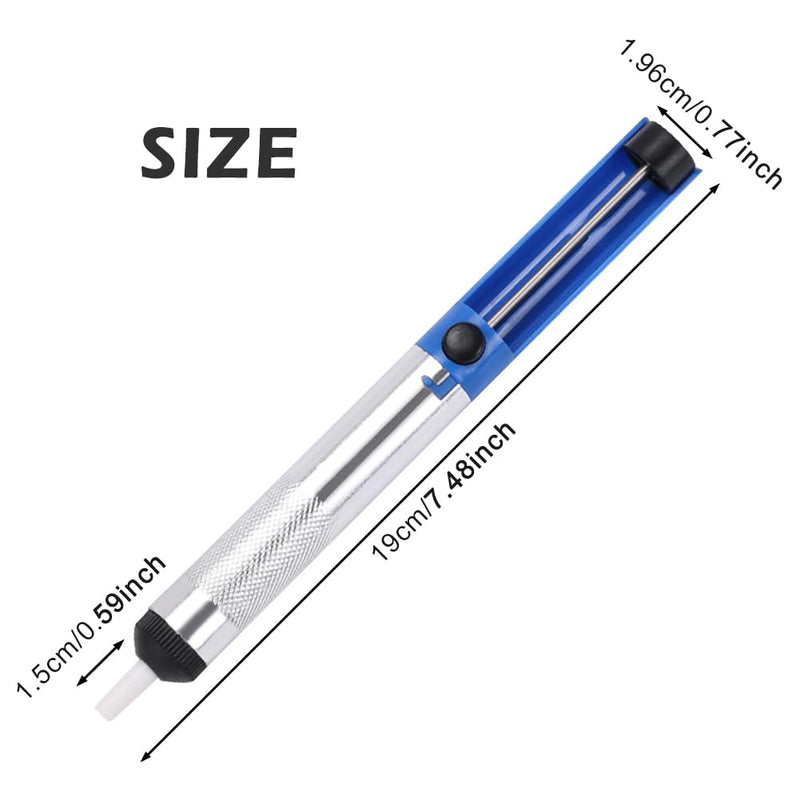Soldering Pump, Desoldering Pump Set, Desoldering Suction Pump, Desoldering Valve Pump Made of Aluminium Alloy, High Temperature Resistant Silicone Nozzle for and Soldering Suction (Colour: 19 x 1.96 Blue