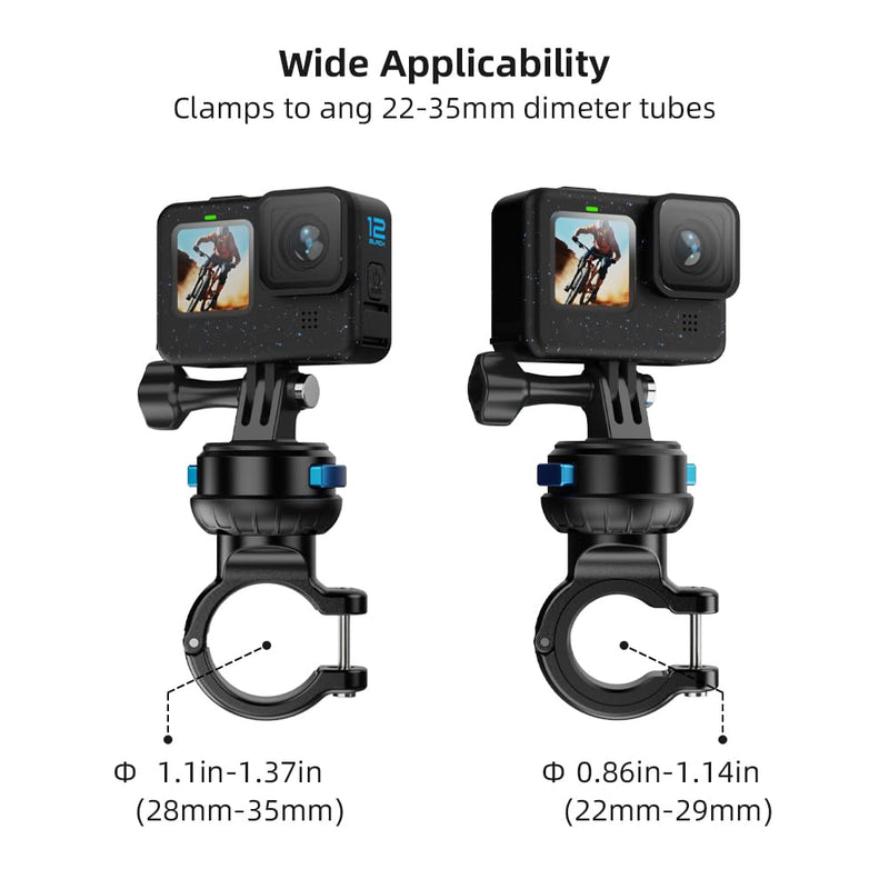 [AUSTRALIA] - SUREWO Magnetic Quick Release Handlebar Bike Pole Mount, Motorcycle Handlebar Clamp Mount with Shock-Absorbing Base Compatible with Go Pro Hero 13/12/11/10/9/8/7 Black,DJI Osmo Action 5 pro/4/3 Plastic 