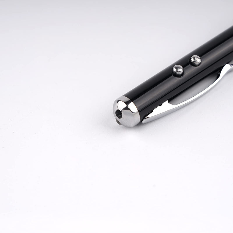 Metal multi-function pen, touch screen stylus, flashlight with white light, infrared, creative Christmas and birthday gifts (2 Black) 2 black