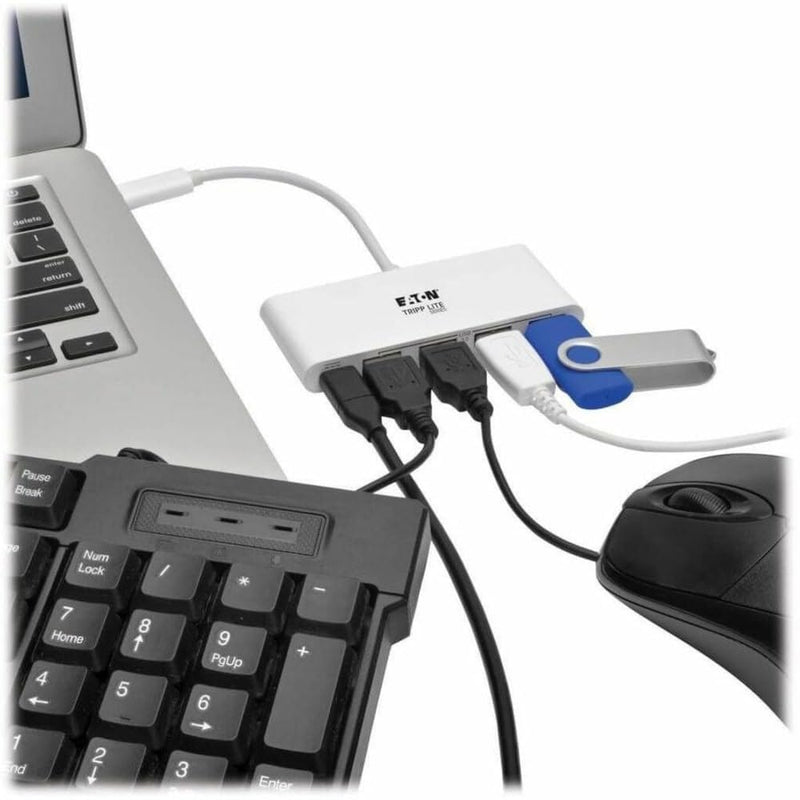Tripp Lite 4-Port USB 3.1 Gen 1 USB-C to USB-A Portable Hub with x4 USB-A & USB-C Charging Port 5 Gbps (U460-004-4A-C)