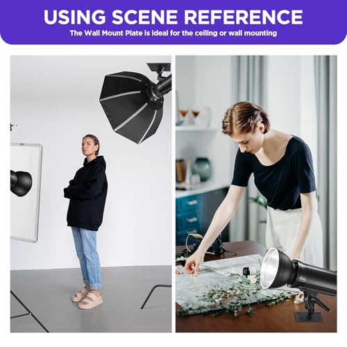 Studio Baby Pin Plate Wall Ceiling Mount,5.9" Mini Lighting Wall Holder with 5/8" Stud for Photo Studio Light Stand Flash Accessories… Black 5.9 inch