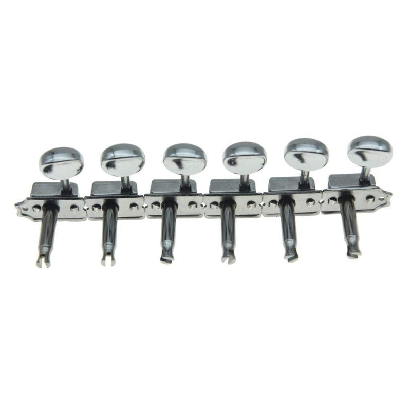 Wilkinson Deluxe 6 Inline Vintage Guitar Tuners with Split Shaft Guitar Tuning Pegs Machine Heads for Strat Tele Guitars Chrome with Ivory Buttons