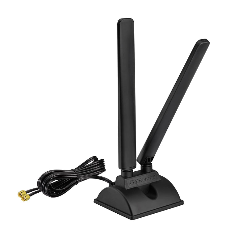 Eightwood WiFi 6E Antenna, Tri-Band 2.4GHz 5GHz 6GHz, RP-SMA Connector | Magnetic Base WiFi Antenna for Desktop PC Computer PCI-E 6E Bluetooth Card, Gaming Motherboard, Wireless Router