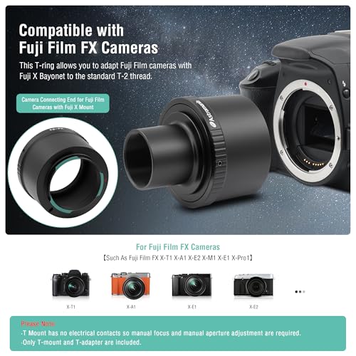 Astromania T T2 Lens Mount Ring and T Adapter for Fuji FX Camera System Ring Set for Fuji FX