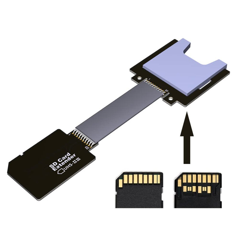 Xiwai SD Male Extender to SD Card Female Extension Cable Adapter Flexible SD/SDHC/SDXC UHS-III UHS-3 Black SD Male - SD Female