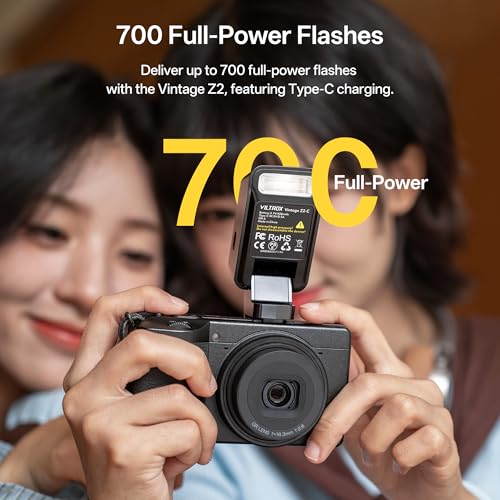 VILTROX Vintage Z2-F Mini Flash Speedlite, 6500k GN6 Powerful TTL On-Camera Flash Light with 5 Power Levels, 700 Full-Power, 10Ws Output, 2s Recycle, Camera Flash Compatible with Fuji Cameras