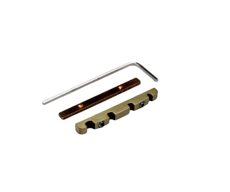 Guyker 4 String Bass Guitar Nut, Adjustable Height Bell Brass Nut Length 38mm Split Regulation Replacement Parts for Jazz Bass, Nut-4BX