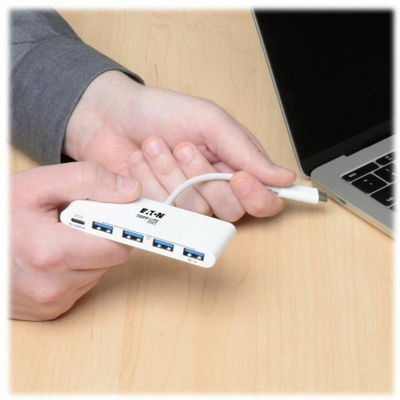 Tripp Lite 4-Port USB 3.1 Gen 1 USB-C to USB-A Portable Hub with x4 USB-A & USB-C Charging Port 5 Gbps (U460-004-4A-C)