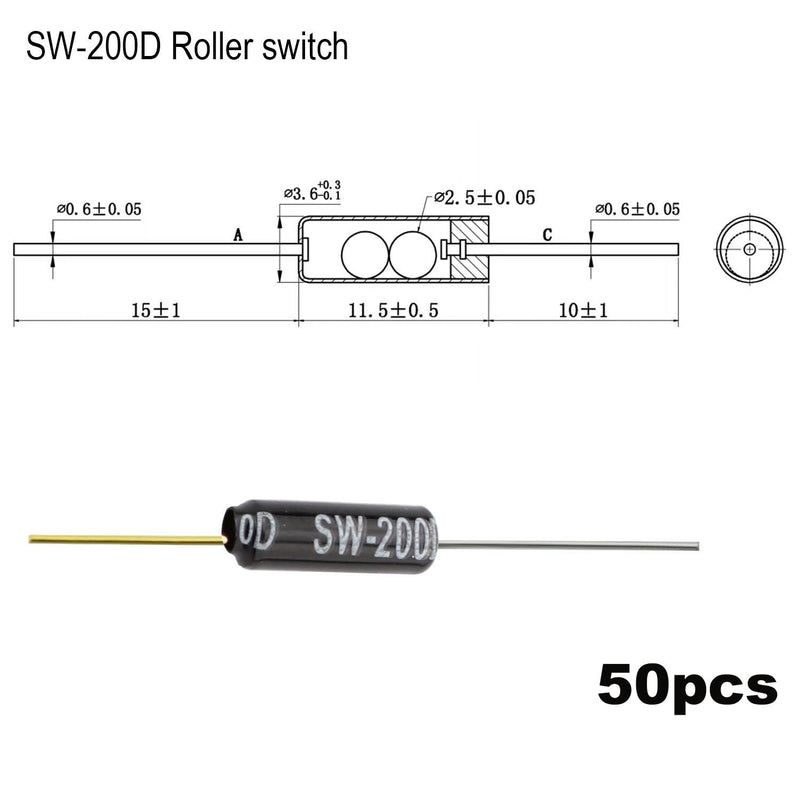 [AUSTRALIA] - RUNCCI-YUN Tilt Sensor Angle Sensor Vibration Sensor Ball Switch 12V 1MA SW-200D Metal Ball Tilt Shake Trigger Switch for Arduino Smart Car (Black) Pack of 50 