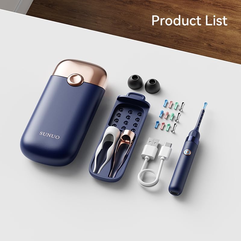 Ear Wax Remover Otoscope, Ear Wax Removal Camera Light Tool Set, 1080P HD WiFi Ear Cleaner with 4 LEDs, IP67 Waterproof & 360° Wide Angle Otoscope Camera, for iPhone, Android, iPad