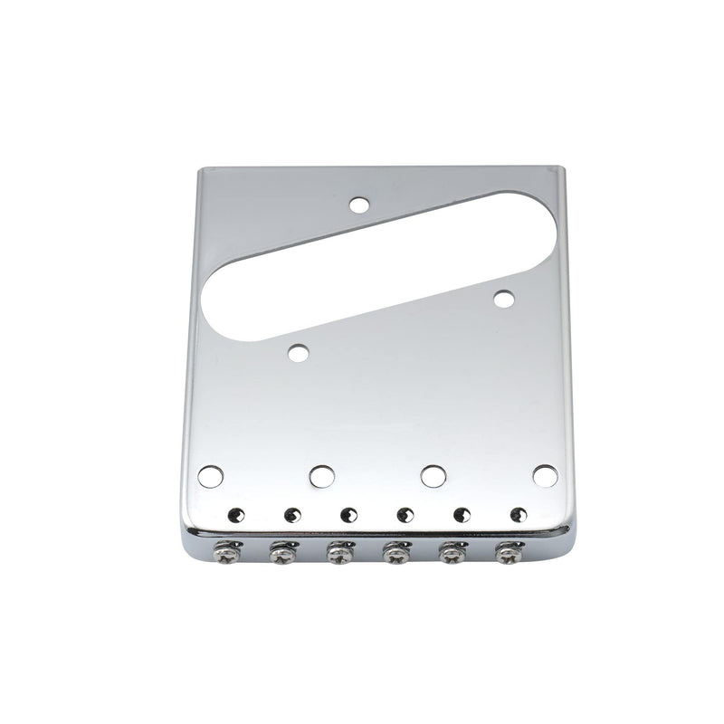 Musiclily Pro 54mm Vintage Telecaster Bridge with Barrel Brass 6-Saddle for Squier and Import Tele Style Electric Guitar, Chrome