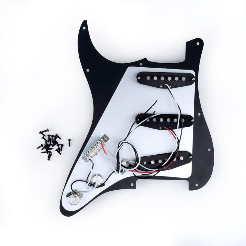 [AUSTRALIA] - Musiclily 11 Hole SSS Prewired Loaded Pickguard with Alnico 5 Single Coil Pickups Set for Strat ST Style Electric Guitar, 3Ply Black 