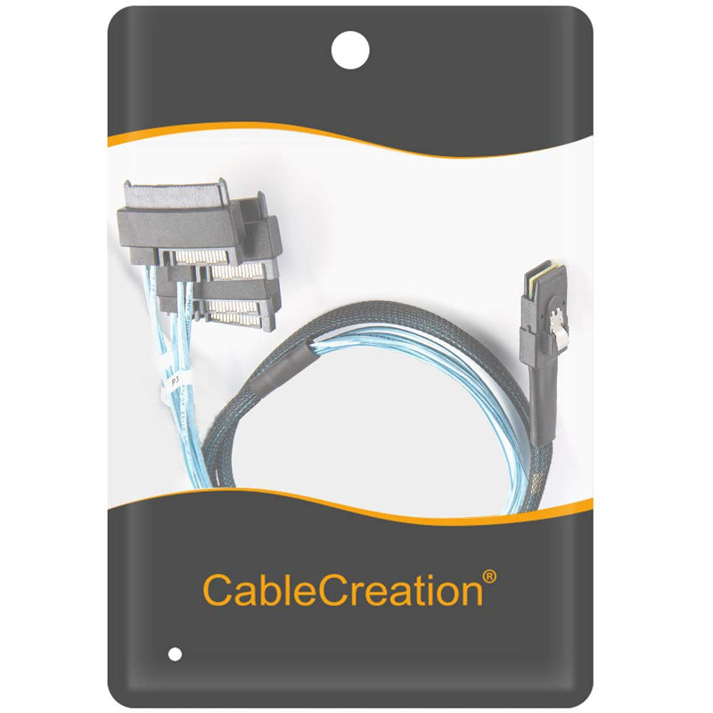 CableCreation Mini SAS Cable with SATA Power(2PACK), Internal Mini SAS 36 Pin to 4 x 29 Pin Cord with SATA Power, SFF-8087 to SFF-8482 Cable, 3.3 FT 2