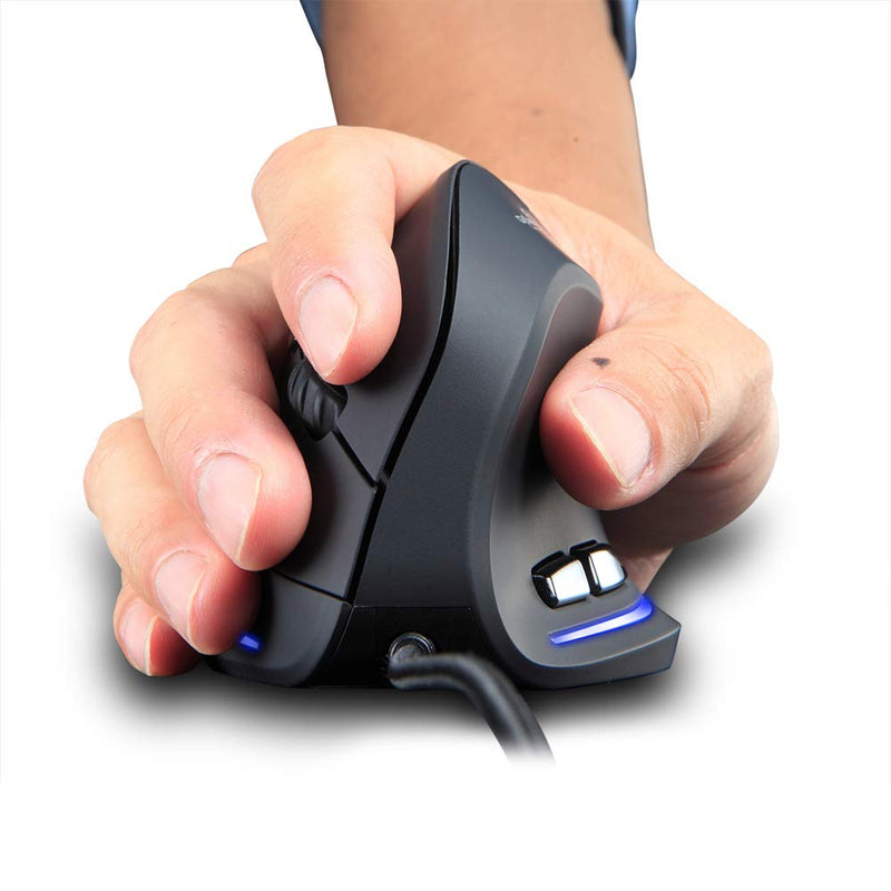 Zelotes T20 Vertical Mouse, Wired Ergonomic Mouse, 3200DPI,6 Buttons, LED Optical Mouse Mice for Computer, Laptop, PC – Black