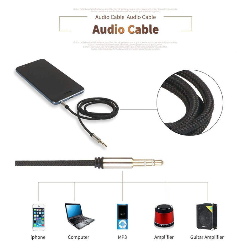 SUNYIN Amp Cord for Electric Guitar,30-Feet Acoustic Guitar Cable,Straight to Right Angle Guitar Amp Cord with Gold Plated 3.5mm&6.5mm Stereo Adapter,Audio Cable,4 Picks 30-Feet