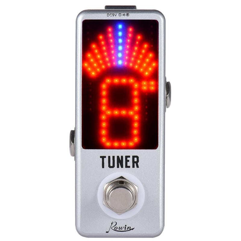 Rowin High Precision Guitar Chromatic Tuner Pedal Ture Bypass Silver