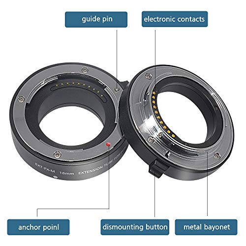 EXT-FX-M Metal Auto Focus Macro Extension Tubes Set(10+16mm) for Fuji Fuji X-Mount X-T2,X-T20,X-T3,X-T30, XT1,X-T100 X-H1 X-PRO2 X-A5 X-A3 X-A2 X-A10 X-E3 X-E2 X-E2S X-M1 10mm+16mm