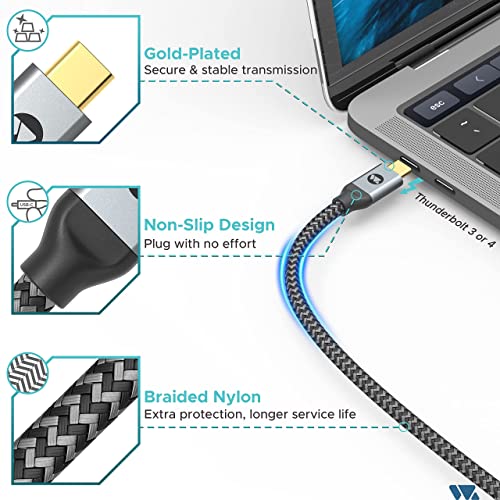 Warrky USB C to HDMI Cable 4K, 15ft [Braided, High Speed] Thunderbolt 3 to HDMI Adapter Compatible for New iPad, MacBook Pro/Air, iMac, Galaxy S20 S10 S9 S8, Surface, Dell, HP (Pack of 2) 15FT (Pack of 2) 1 Pack