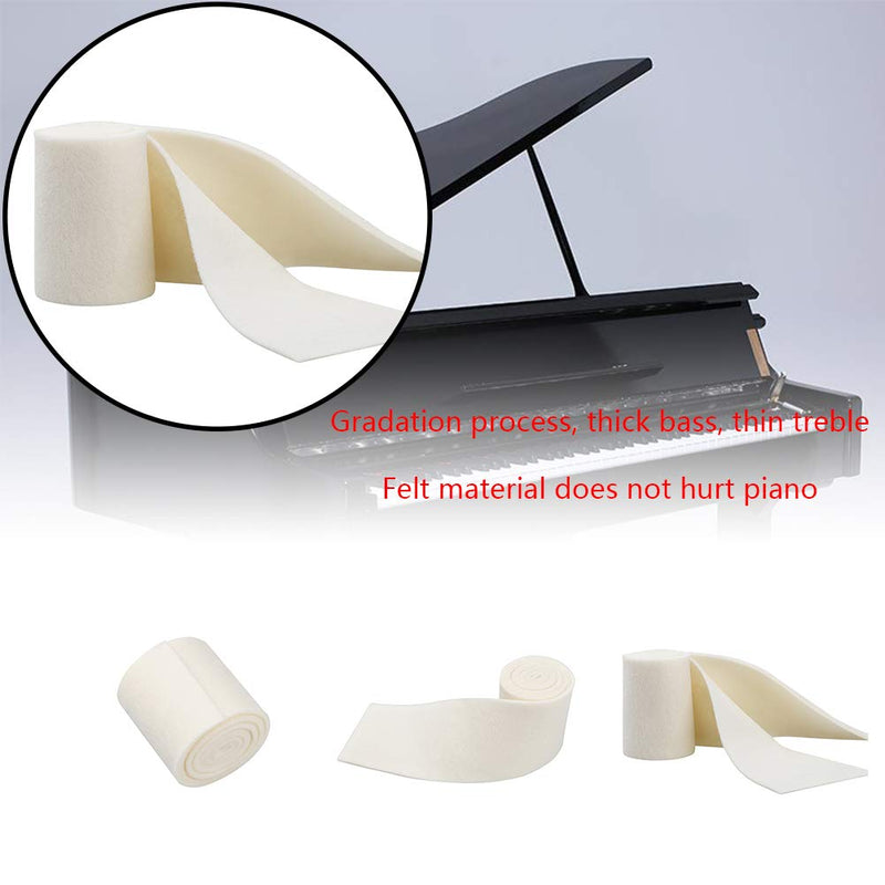 CALIDAKA Piano Muffler Piano Mute Rail Felt Strip Piano Muffler Felt Tapered Durable Soft Non-Fading for to Gradient Process, Thick Bass, High Pitch Thin, Sound Weakening 136x7cm Beige