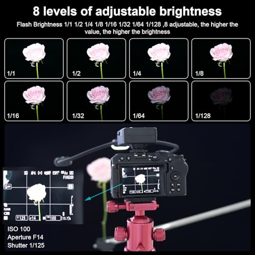 Fomito Mini Macro Flash, Single Contact Hotshoe, Three-Head with 13pcs Diffuser and Type-C Cable, 8 Levels of Adjustable Brightness, 9-Stop LED Light Effect, Built-in 3.7V/2000mAh Battery - 17.52inch KM202-L1
