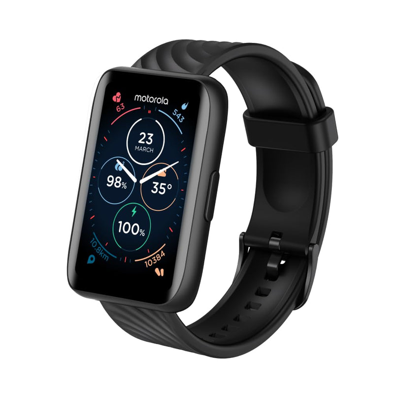 Motorola Moto 40 Bluetooth Smartwatch -10 Days Battery Life, Google Fit Integration, 1.5'' Crystal Clear Display, Heart Tracking, in-Depth Sleep Tracking, iOS and Android Compatible - Phantom Black