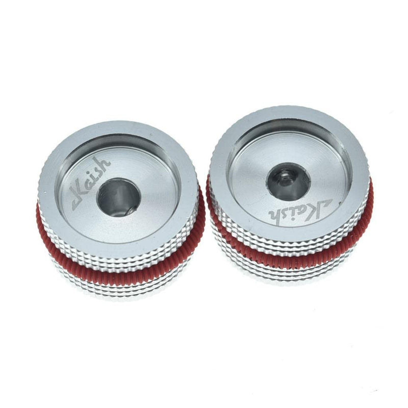 [AUSTRALIA] - Dopro 4-Pack 25 * 15.5mm Set Screw Style Aluminium Potentiometer Knobs 1/4" Universal Pot Control Knobs with Rubber Ring and Indicator for Guitar/Bass Equipments Silver with Red Ring 