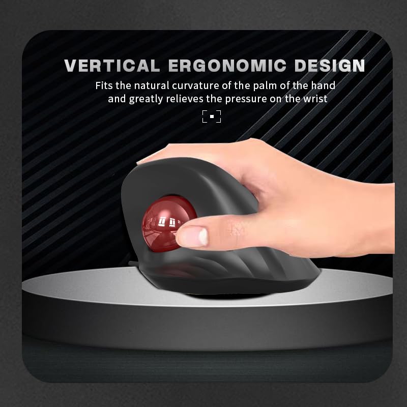 JOMAA Wired Trackball Mouse – 6-Button Ergonomic Design with CPI Switch (400/800/1200/1600), Red LED Indicator, 250Hz Polling Rate, Plug & Play, for PC, Laptop, Desktop (Red)