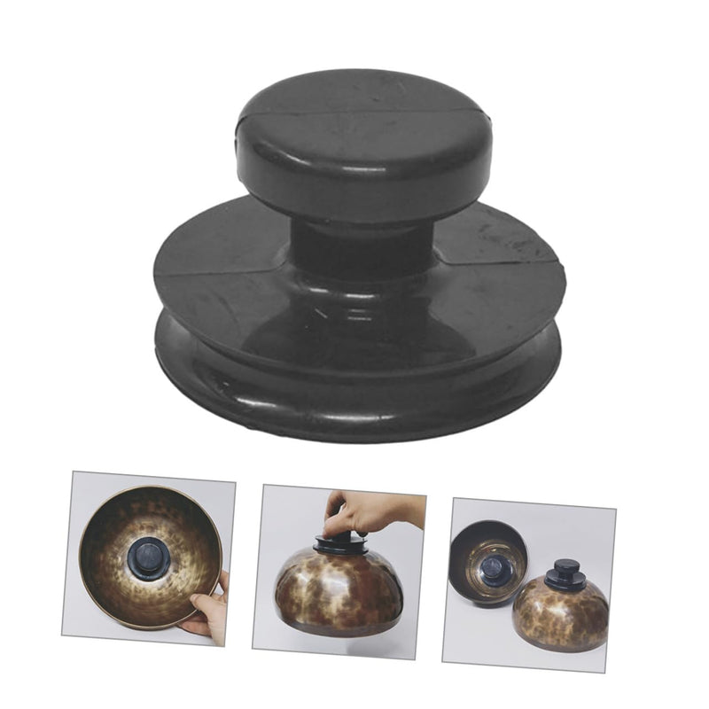 Mikinona 3Pcs Suction Cup Handle for Sound Bowl Meditation Singing Bowl Lifting Cups Suction Cups for Chakra and Sound Therapy 6.00X6.00X5.00CM Black