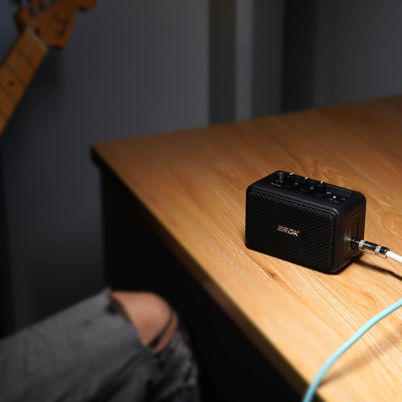 EROK Mini Electric Guitar Amplifier, with Clean Overdrive Effects,Support BT/Headphone Connection,5W Indoor Music Pratice Speaker (Dark) Dark